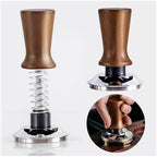 51/53/58MM Solid Wood Espresso Tamper Manual Press Coffee Tampers with Calibrated Spring Loaded Home Coffee Barista Accessories(51MM-Thread) - Image 2