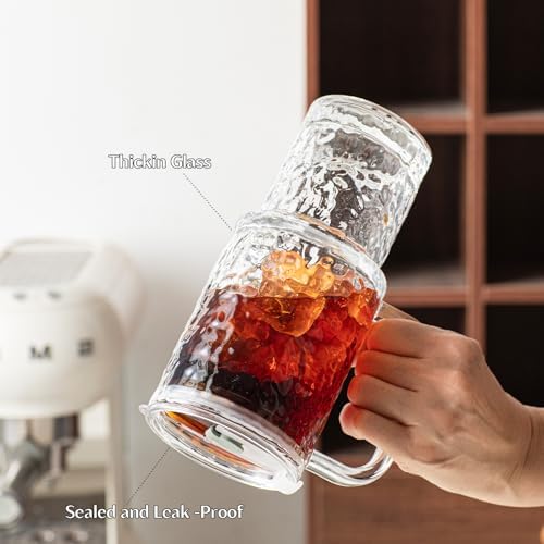 INSETLAN 24 oz Glass Tumbler with Handle, 2-Pack Iced Coffee Cups With Lids - Image 5