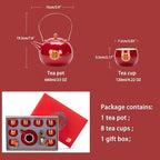 Chinese Traditional Wedding Tea Set, Porcelain Teapot, 8 Cups and Gift Box - Image 3
