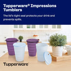 Tupperware Impressions Tumbler Set in Blue & Purple, 4 Count, Dishwasher Safe and BPA Free (4 Tumblers, 4 Lids, 17 fl oz each) - Image 2