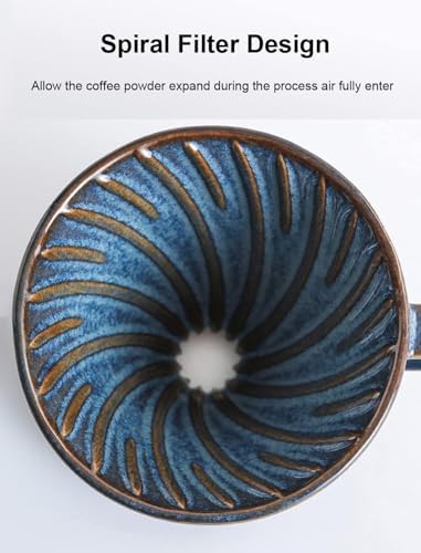 Ceramic Pour Over Coffee Dripper, Kiln Retro Hand Brew Coffee Cup Drip - Image 5