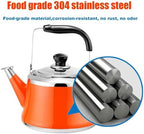 Tea Kettle Stovetop, Whistling Teapot 304 Food Grade Stainless Steel Tea Pot with Ergonomic Folding Handle Suitable for All Heat Sources(Orange,1.5L) - Image 4