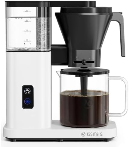Kismile SCA Certified 8-Cup Coffee Maker, 6-Min Quick Brew, Hot & Cold Brew Coffee Machine, Adjustable Flow Control, Magnetic Anti-Drip, Keep Warm, DIY Manual Mode, Dishwasher Safe, Pearl White by Kismile