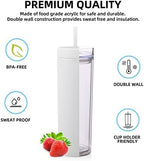 Volhoply 20oz Tumbler with Lid and Straw 8 Pack,Double Wall Plastic Skinny Tumblers Bulk,Reusable Travel Cute Coffee Mug,BPA Free Matte Acrylic Water Cups With Straw for Party,DIY Gifts(White,8 Set) - Image 2