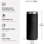 Hydro Flask Travel Coffee Cup – Insulated Stainless Steel, Non-Spill, Leak Proof To-Go Tumbler 20 Oz Shale Gray - Image 3