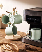 famiware Coffee Mug Set of 4, Star 12 oz Ceramic Mugs Cups Set with Handle - Image 4