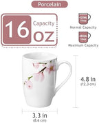 VEWEET Floral Coffee Mugs Set of 6, 16 OZ Large Handle Ceramic Mugs, ANNIE - Image 3