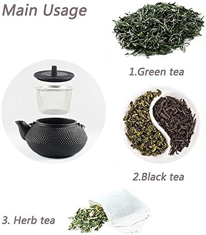 Cast iron teapot,classic tea kettle,Cast Iron Tea Pot,Teapot Japanese Tetsubin Cast Iron Tea Kettle With Stainless Steel Infuser Black(Size:600ML) (Color : Black, Size : 600ML) - Image 5