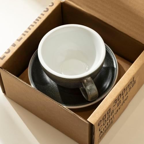 Loveramics Matt Cappuccino Cup, 10 oz Ceramic Latte Art Mug with Saucer, Thick-walled stoneware cup Set, Barista Latte Cup Set for Latte, Cappuccino, Tea - Mineral Colors (Anthracite, 10OZ) - Image 3