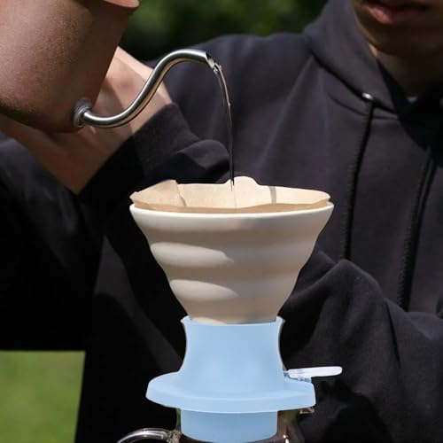 Estink Ceramic Coffee Dripper, Immersion Pour Over Coffee Maker with Silicone Base, Heat Proof Manual Brew Maker 4.53 X 5.31 X 2.36 in for Home Office Hand Brewing (Blue) - Image 5