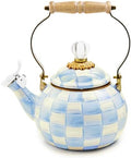 MACKENZIE-CHILDS Whistling Tea Kettle, Light-Blue-and-White Sky Check by Unknown