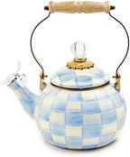 MACKENZIE-CHILDS Whistling Tea Kettle, Light-Blue-and-White Sky Check by Unknown