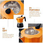 VICASKY Mocha Coffee Maker Espresso Coffee Pot 150ml Black and Orange Metal Stovetop Italian Octagonal Coffee Pot Household Hand Brewing for Home and Camping - Image 3