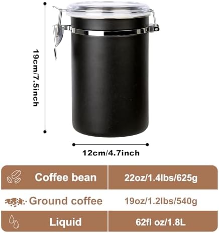 Walktosun Stainless Steel Food Container with Clear Lids Airtight Container Stackable Small Canisters Kitchen Pantry Storage for Cereal, Snacks, Candy, Herbs, Spices, Sugar, Tea (1.8L Dark Black-2) - Image 2
