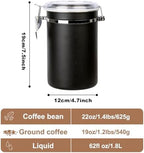 Walktosun Stainless Steel Food Container with Clear Lids Airtight Container Stackable Small Canisters Kitchen Pantry Storage for Cereal, Snacks, Candy, Herbs, Spices, Sugar, Tea (1.8L Dark Black-2) - Image 2