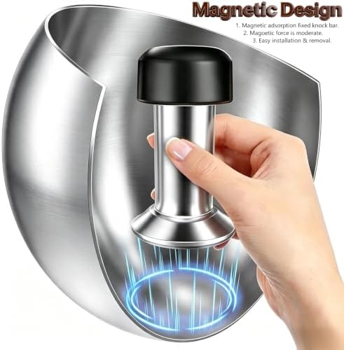 Upgraded Stainless Steel Espresso Knock Box Coffee Knock Box with Glass Lid and Magnetic Removable Knock Bar, Holds 20Double Espresso pucks & Coffee Grounds (Silver) - Image 4