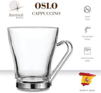 Bormioli Rocco OSLO Glass Coffee Mug - 7 ½ Ounce Espresso Cups (4 Pack) with Metal Handle Perfect Tea Glasses for hot and cold beverages, Thermal Shock Resistant, Tempered Glass, for Latte, Cappuccino - Image 3