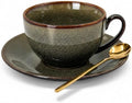 Pilnocok 8oz Reactive Glaze Coffee Cup and Saucer Set, Yellow Star by Pilnocok