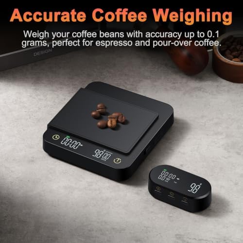 Digital Coffee Scale with Timer & Wireless Display, 3kg/0.1g Accurate Kitchen Scale for Espresso Pour Over Coffee, 5 Brewing Modes, Compact Design Compatible with Espresso Machines - Image 2