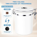 ShanSon Coffee Canister Airtight, Stainless Steel Bean Storage Container with Date Tracker & Scoop, Grounds Sugar Flour Tea Cereal Fits Kitchen Pantry, Ideal Gift for Coffee Lovers,22oz, White - Image 2