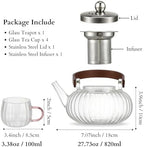 Glass Tea Pot with Infuser and Lid, Tea Pot Sets for Loose Teas Leaves, Clear Teapot(28oz) with Four Teacups(4oz), Glass Herbal Teapot for Stovetop, Adults, Microwave Dishwasher Safe(Pink) - Image 3