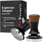 Espresso Tamper for 54mm Portafilter – Adjustable Depth Spring Loaded Tamper for Consistent Tamping – Barista Coffee Press Tool with Stainless Steel Base – Black & Walnut by VinFresco