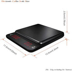 Portable Mini Digital Coffee Scale Electronic Kitchen Scale with Timer Function and Led red Letter high Clear Display Screen,3.0Kg Max D0.1g Dual Power Dry Battery or Rechargeable.Black - Image 2