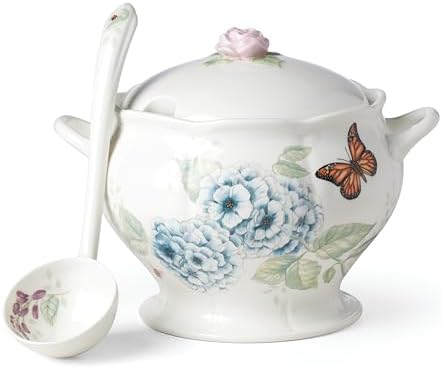 Lenox Butterfly Meadow Porcelain Soup Tureen and Ladle Set - Image 3