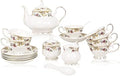 ACMLIFE Bone China Tea Set for Adults White And Floral Fine China Tea Set 21-Piece English Tea Cups Set of 6 for Women Porcelain Tea Set with Teapot, Sugar Bowl,Creamer Pitcher, Tea Party Sets by ACMLIFE