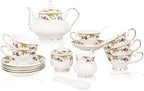 ACMLIFE Bone China Tea Set for Adults White And Floral Fine China Tea Set 21-Piece English Tea Cups Set of 6 for Women Porcelain Tea Set with Teapot, Sugar Bowl,Creamer Pitcher, Tea Party Sets by ACMLIFE