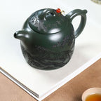 Tea Kettle Creative Handmade Green Clay Huwei Round Large Capacity Teapot Living Room Coffee Table Teapot Ceramic Tea Infuser - Image 3