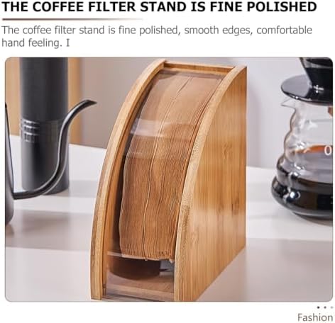 2025 New Upgrade Coffee Filter Holder,Bamboo Filters Storage For Counter 1s”Take &Put Down,Wooden Cone Holder for Storing #1#2#4 V60 Coffee Filters,6.2 * 6.6"Dustproof Cover Filter Paper Organizer - Image 4