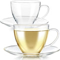 Teabloom Royal Teacup and Saucer Set 2-Pack – 12 OZ/ 350 ML Capacity – Glass Mug Set – Premium Borosilicate Glass – Durable and Heat Resistant by Teabloom