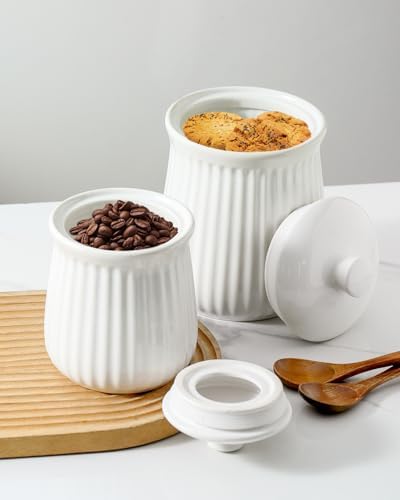 Hasense Kitchen Storage Containers, 35 oz Kitchen Canister with Airtight Lids, Cookie Candy Jar for Coffee Beans, Tea-leave, Sugar, Salt, Flour, Spice, Coffee Container, Housewarming Gift, White - Image 6