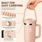 Farsea 40oz Insulated Stainless Steel Travel Tumbler with Handle & Straw - Image 4
