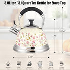 Tea Kettle, 3.1QT Whistling Stovetop Teapot, Folding Handle - Image 6