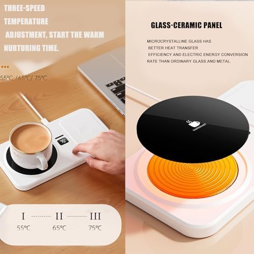 2 Adjustable Mug Warmer & 22.5W Fast Charging Station, 3 Heat Modes for/Home Use Cup Warmer Chargers - Image 5