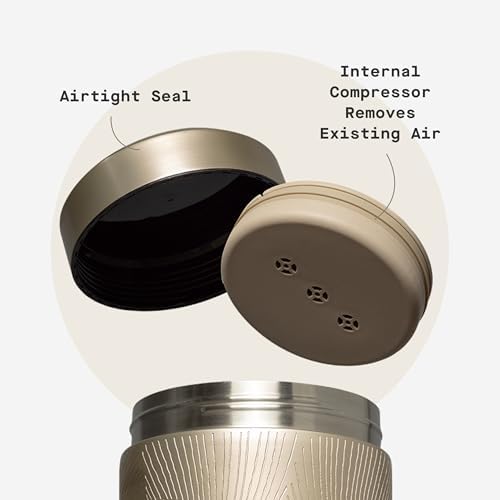 Corkcicle Keep Fresh Canister - Preserves Freshness for Coffee Beans & Pantry Items - Airtight Seal - Internal Air Compressor - BPA-Free - Gift for Coffee Lovers - Champagne Dreams - Image 5