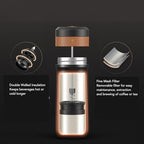 Luqeeg Thermal French Press 320ml, Stainless Steel Coffee Maker with Double Layer 4 Layer Filter Insulation, Portable Thermal Vacuum Insulated Coffee Mug for Camping Office - Image 2