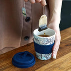 Ecoffee Cup 12oz (350ml) Van Gogh Reusable Coffee Cup – PLA Plant-Based Travel Mug with Silicone Lid, Melamine Free & Dishwasher Safe – Old Vineyard with Peasant Woman - Image 6