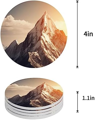 Coasters for Drinks Set of 8, Mountains Natural Landscape Alps Ceramic Cup Mat, Absorbent Ceramic Stone Coasters with Cork Base for Coffee, Cups, Wooden Table, Home Decor 4 Inch - Image 2