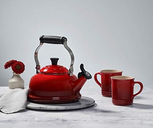 Le Creuset Enamel On Steel Whistling Tea Kettle, 1.7 qt., Cerise/Black Knob - Image 5