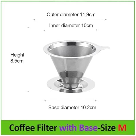 Genérico Reusable Coffee Filter Holder Double Layer 304 Stainless Steel Tea Strainer Making Tool(Size M-with base) - Image 2