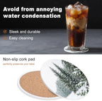 Natural Landscape Coasters for Drinks, Set of 86 Winter Snow-Covered Pine Trees Green Absorbent Ceramic Coaster with Cork Base Decor for Wooden Table & Bar, Housewarming Gift Home Decor - Image 6