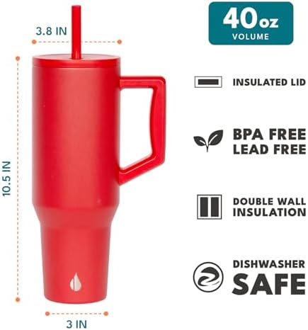Elemental Spill Proof 40oz Insulated Tumbler with Handle & Straw Travel Mug - Image 2