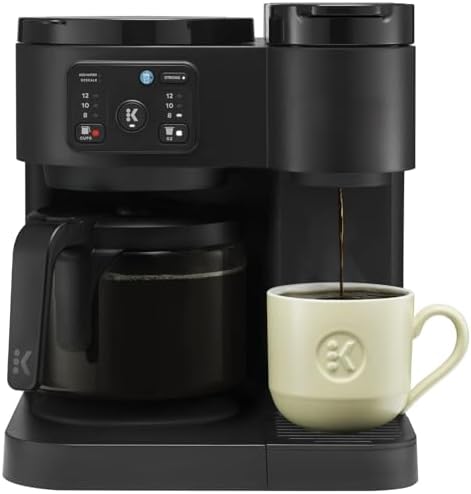 K-Duo Essentials, Hot & Iced Single-Serve Pod Coffee Maker & Carafe, 72 Oz Reservoir, Multiple Brew Sizes, Strong Brew Feature, Perfect for Hot and Iced Coffee (BLACK) by Unknown