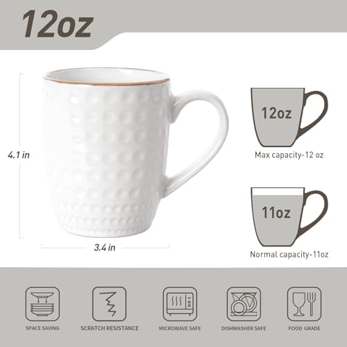 famiware Eden Coffee Mugs Sets of 4, 12 oz Ceramic Stoneware Mug Cup Set - Image 3
