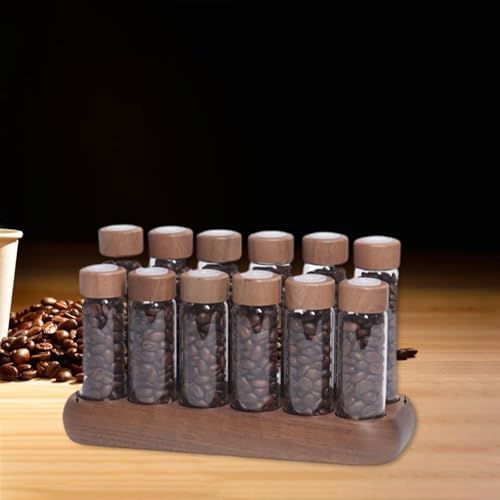 12 Pieces Coffee Bean Storage Tube Airtight Glass Containers Single Dose with Wooden Stand Sealed Lid Dustproof Suitable for Kitchen Counterto, 6 Short and 6 Long - Image 4