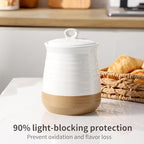 Ceramic Food Storage Jars,25 Oz Porcelain Kitchen Canisters with Airtight Lids Set of 3,Flour Containers for Countertop,Farmhouse Decor Serving Ground Coffee,Tea,Sugar,Pasta and Rice,White＆Yellow - Image 6