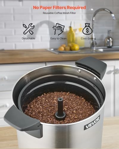 VEVOR Commercial Coffee Urn 60 Cups, 9.5 qt Hot Beverage Dispenser - Image 3